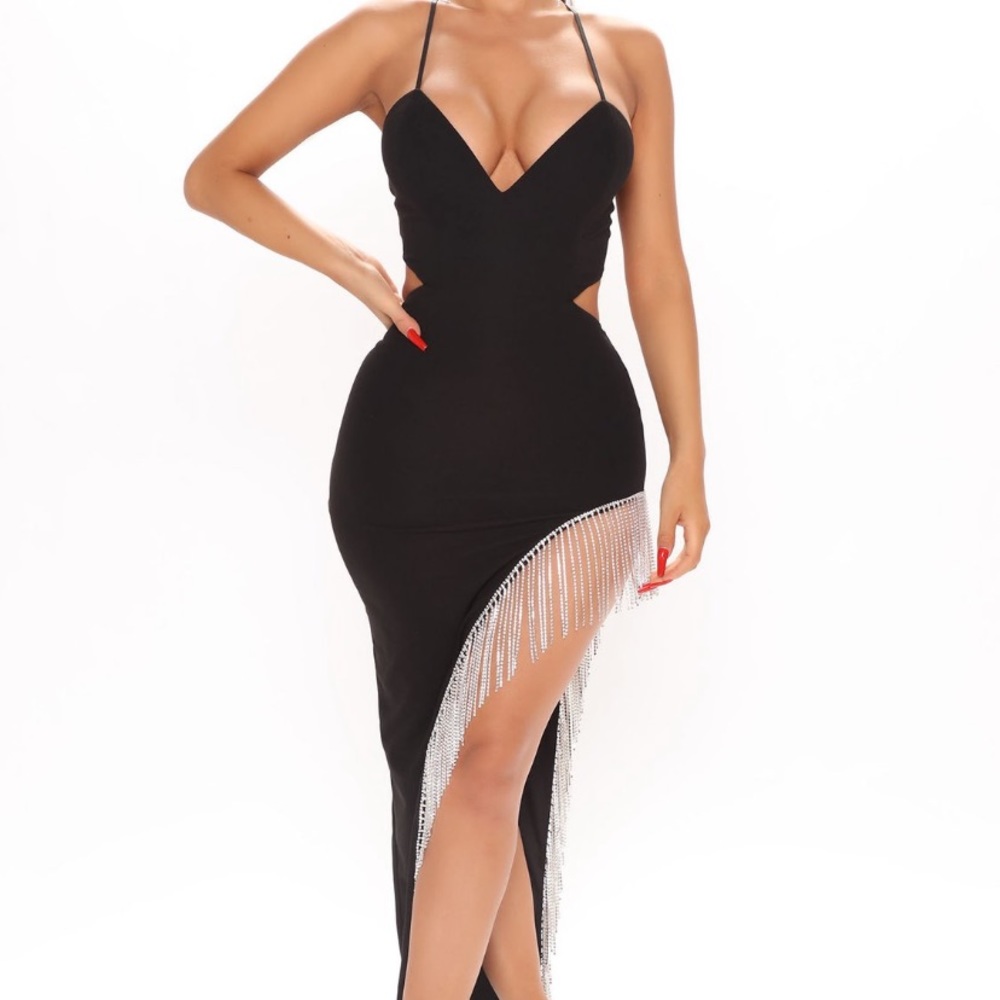 Shiny Fashionnova black Fringe Dress